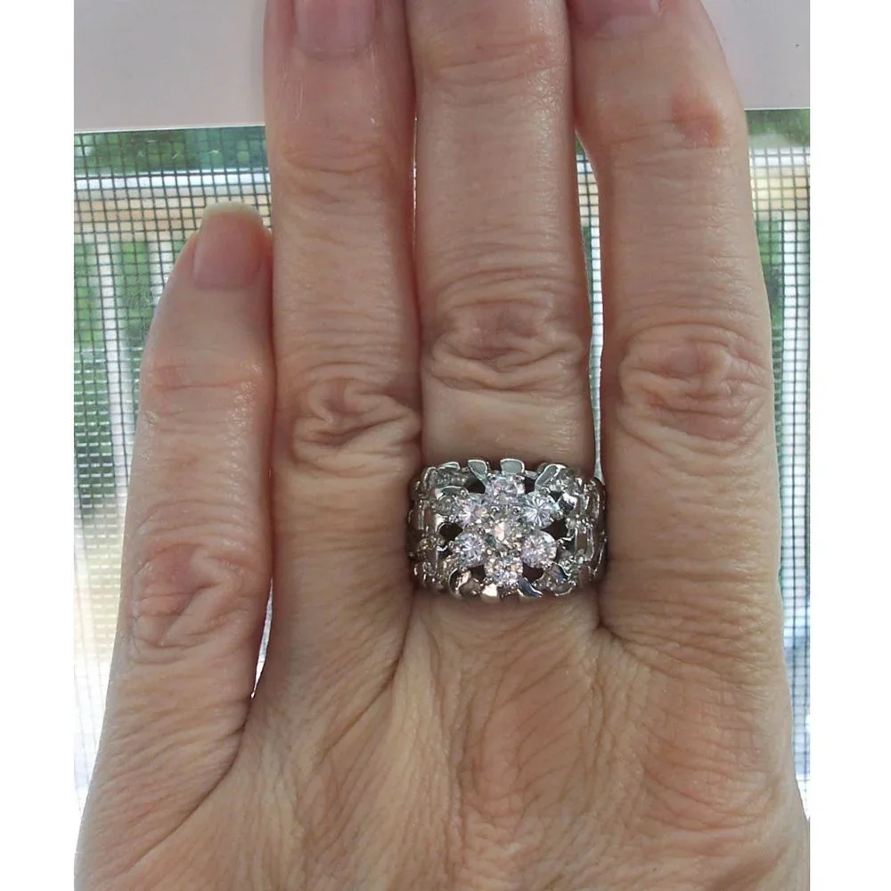 STAINLESS STEEL Men's Nugget CZ Cluster Ring - Picture 10 of 12